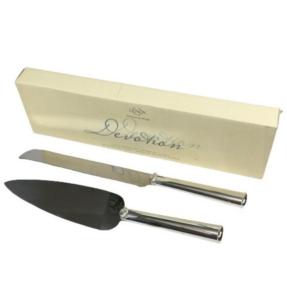 Lenox Devotion 2 Piece Dessert Set Cake Knife & Server Silverplate 825522 Silver - Picture 7 of 12